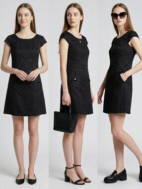 Women's Black Textured A-Line Dress Size 6P